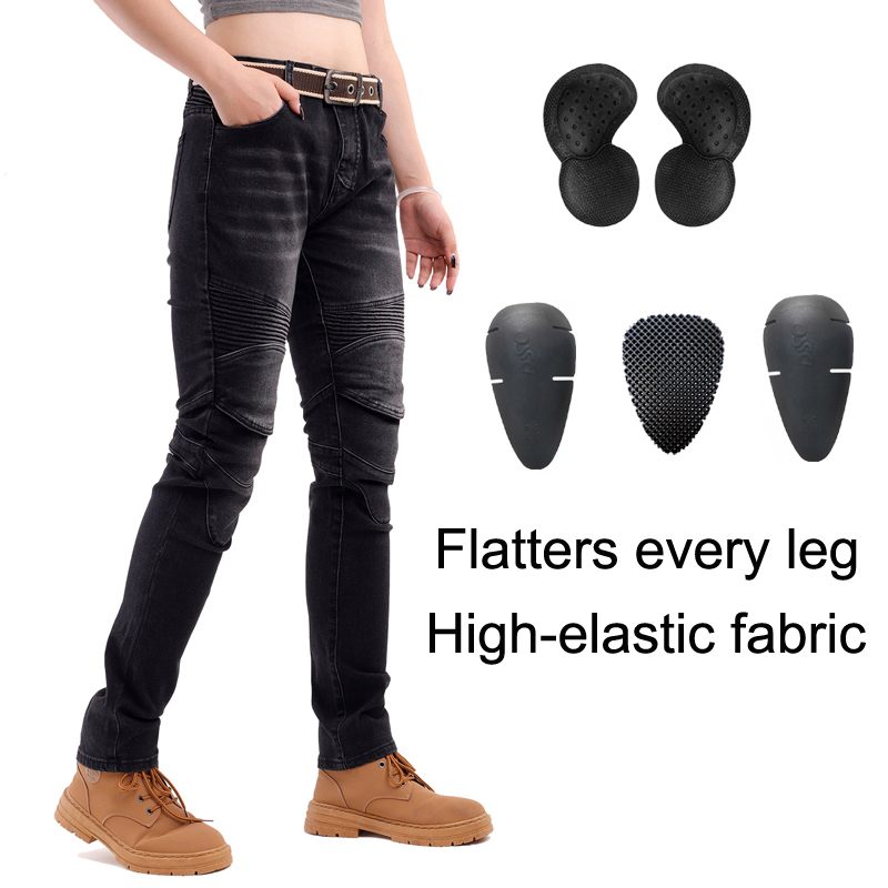 Jean de moto noir pour femmes, - Motorcycle Gear Women Pants avis et prix